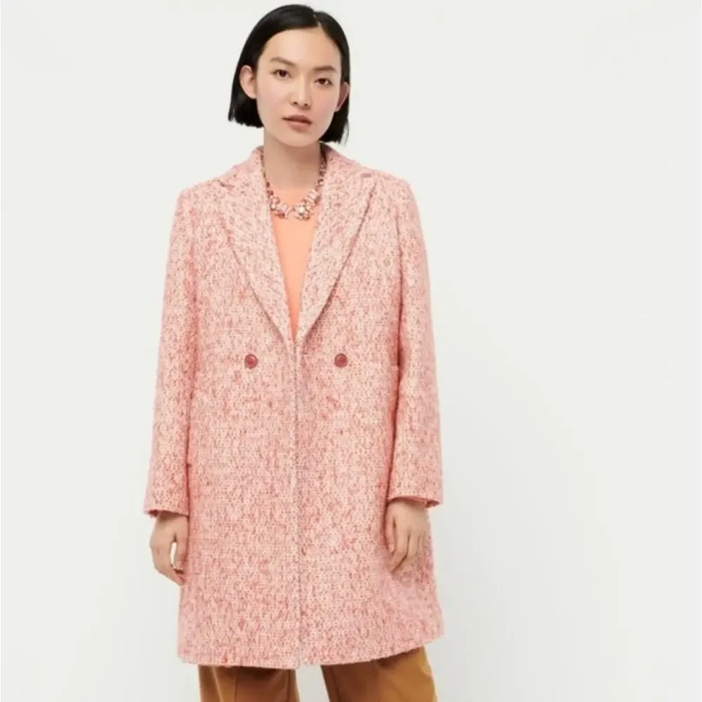 J. Crew Nalya Daphne Italian Tweed Topcoat In Faded Guava Multi Size 14 New - Picture 3 of 16